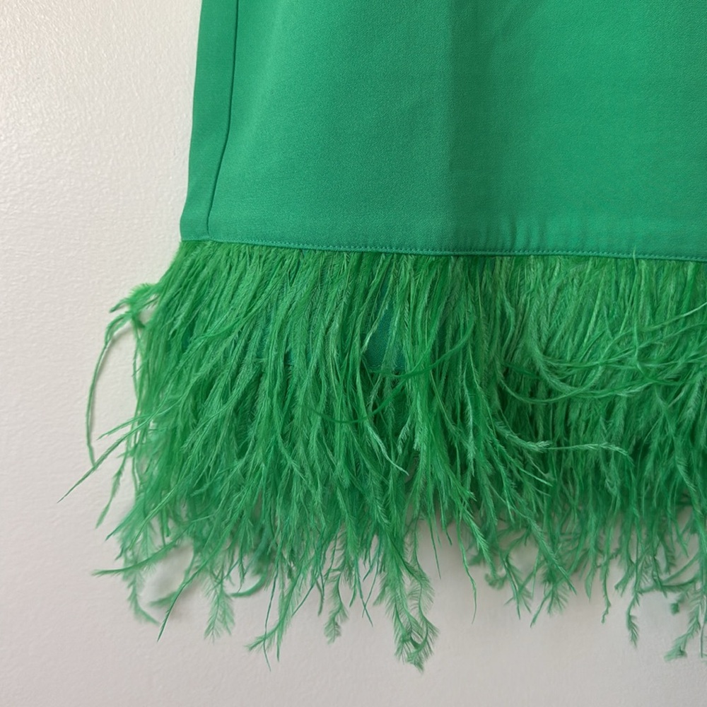 J.CREW Collection - Crepe Feather-Trim Shift Dress in Kelly Green - Picture 5 of 12